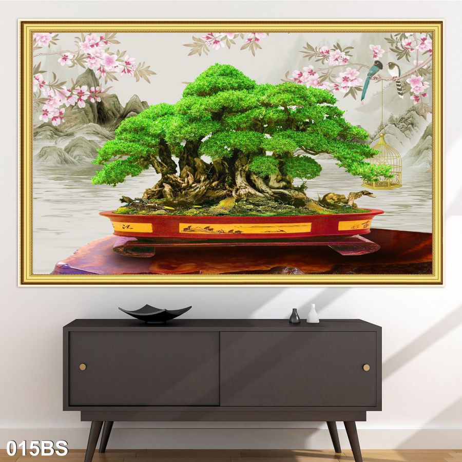 tranh gạch 3d cây bonsai 3