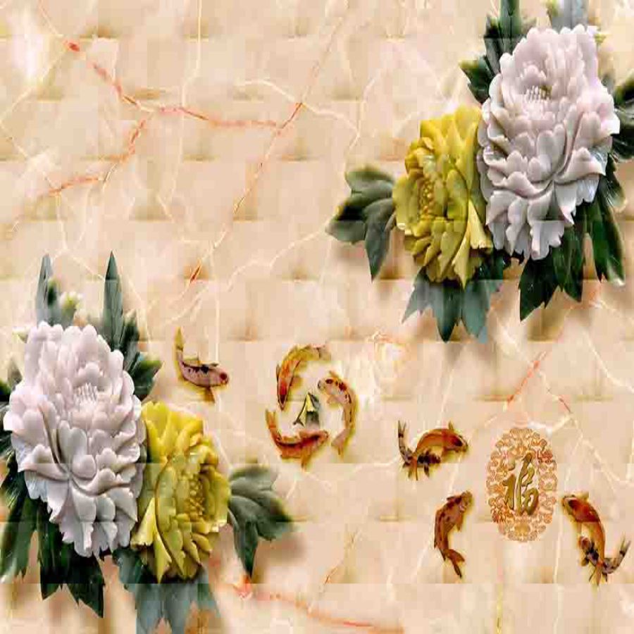 Tranh gạch 3d cửu ngư quần hội 1 1