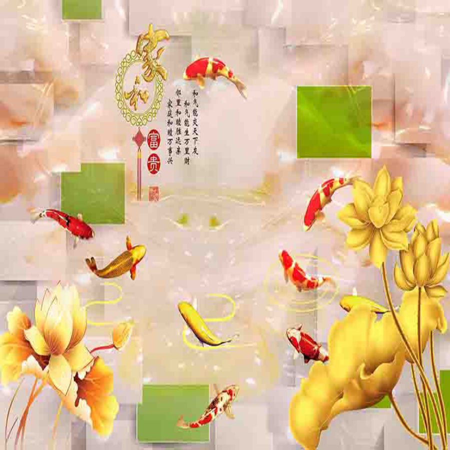 Tranh gạch 3d cửu ngư quần hội 2 1