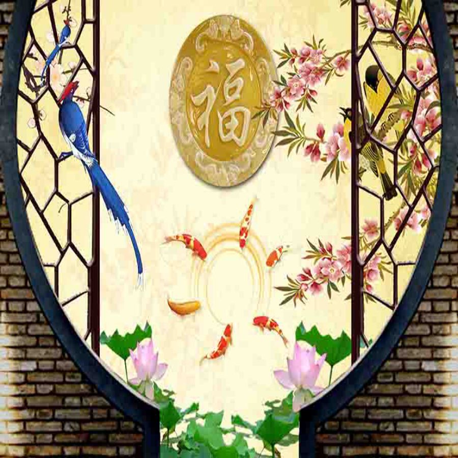 Tranh gạch 3d cửu ngư quần hội 3 1