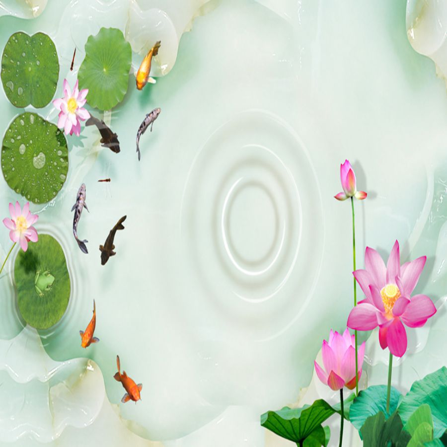 Tranh gạch 3d cửu ngư quần hội 4 1