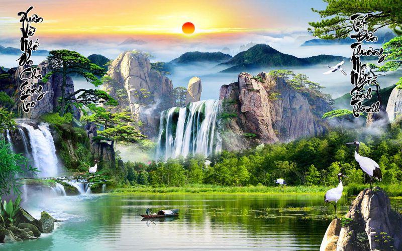 tranh gạch 3d sơn thủy hữu tình 4