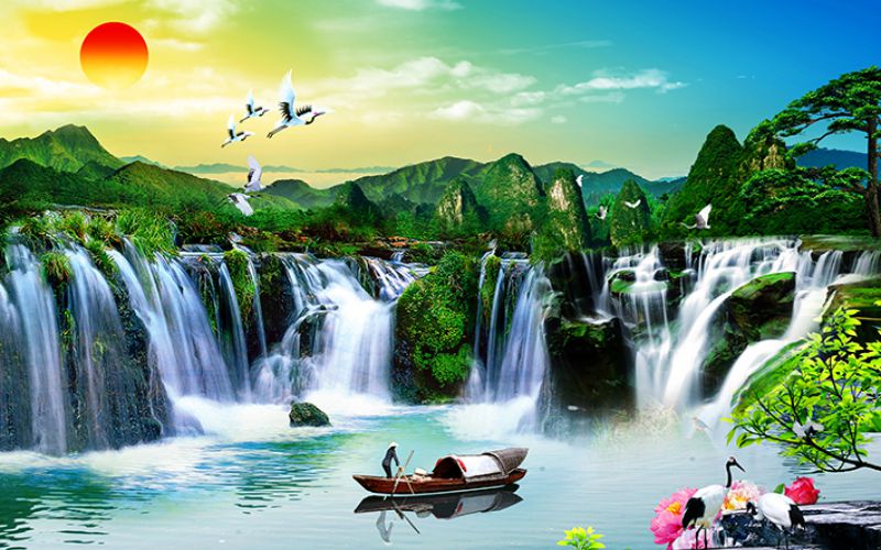 tranh gạch 3d sơn thủy hữu tình 5