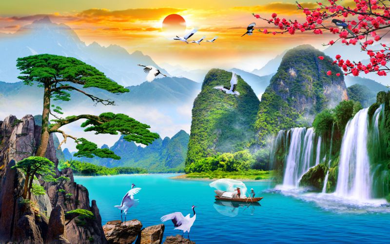 tranh gạch 3d sơn thủy hữu tình 6