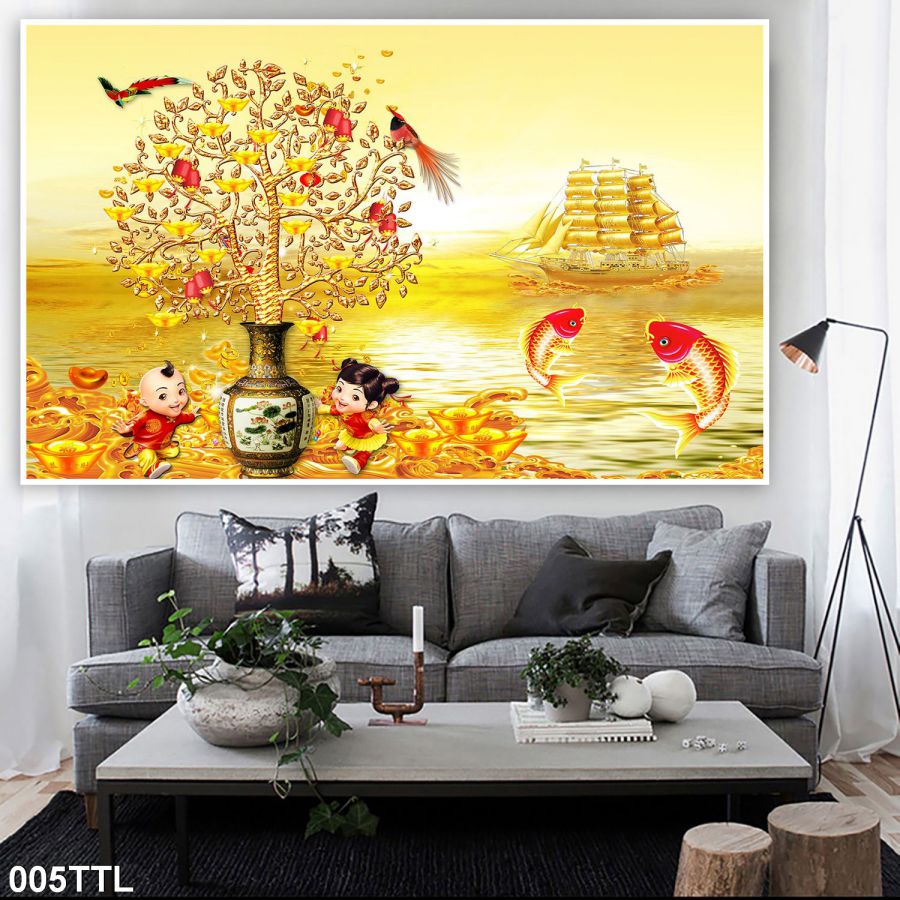 tranh gạch 3d tài lộc 5