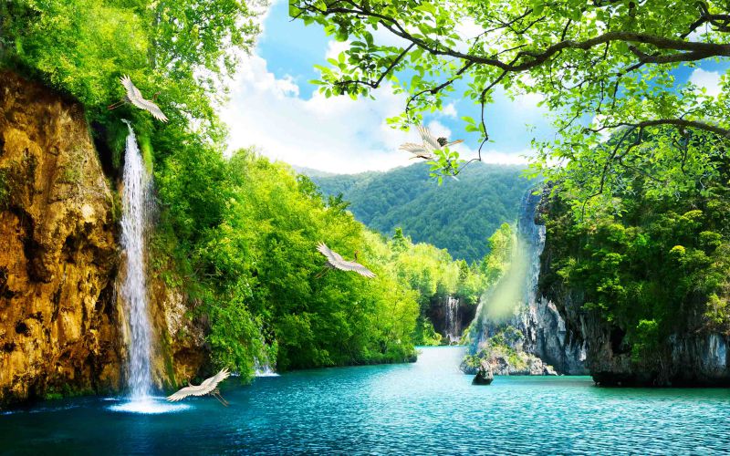 tranh thác nước 3d 3