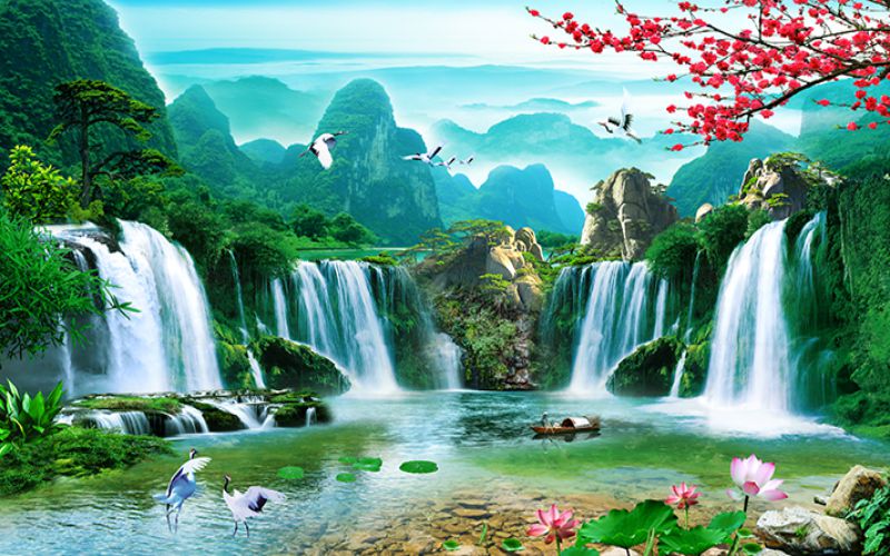 tranh thác nước 3d 5