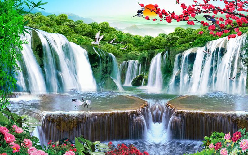 tranh thác nước 3d 8