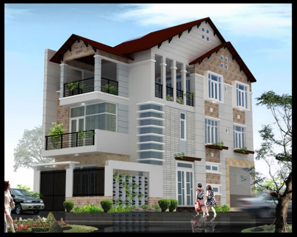 mẫu nhà ống mái Thái 2