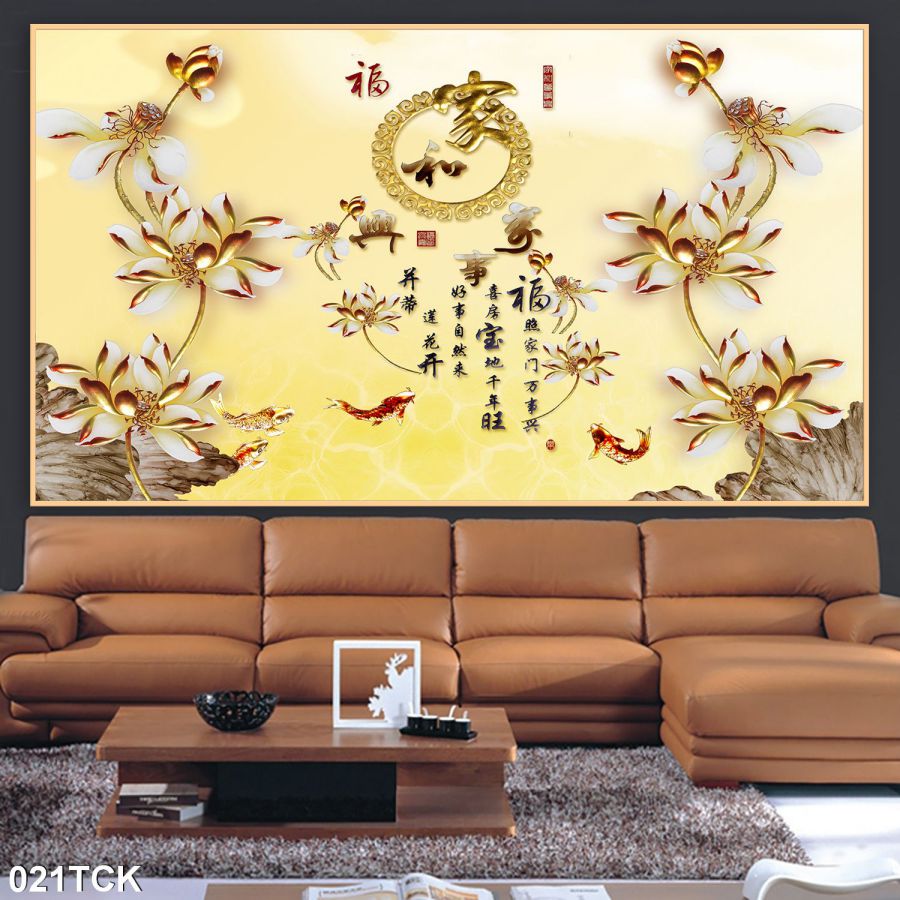 tranh gạch 3d hoa sen 21