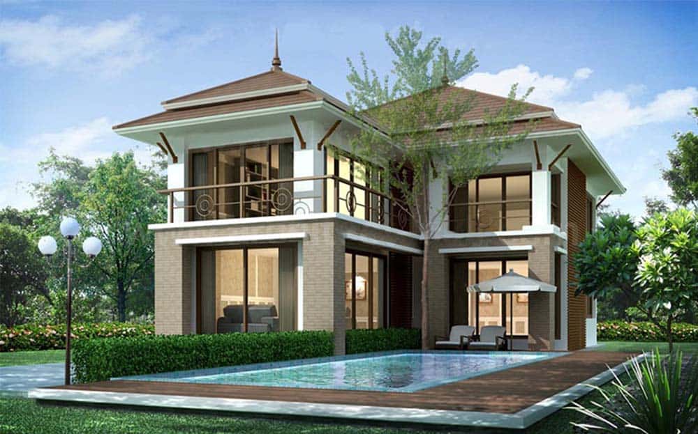 mẫu nhà 2 tầng mặt tiền 8m 0