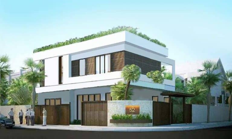 mẫu nhà 2 tầng mặt tiền 8m 12