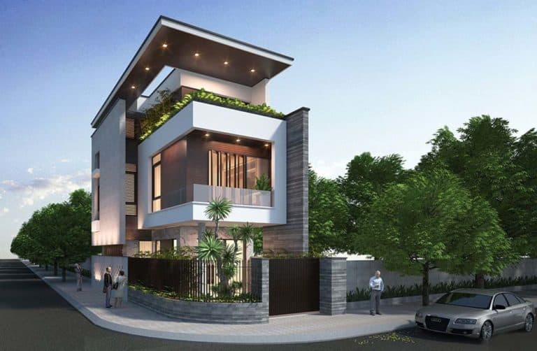 mẫu nhà 2 tầng mặt tiền 8m 13