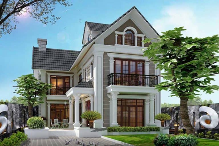 mẫu nhà 2 tầng mặt tiền 8m 16
