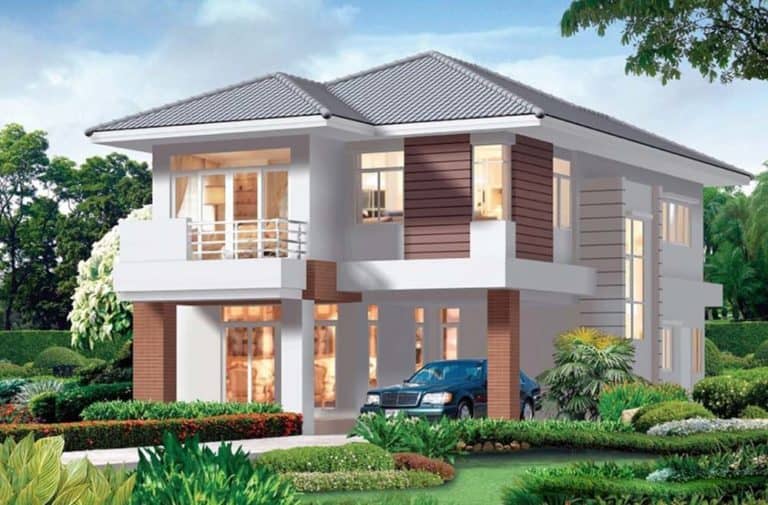 mẫu nhà 2 tầng mặt tiền 8m 17
