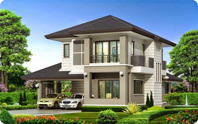 mẫu nhà 2 tầng mặt tiền 8m 18