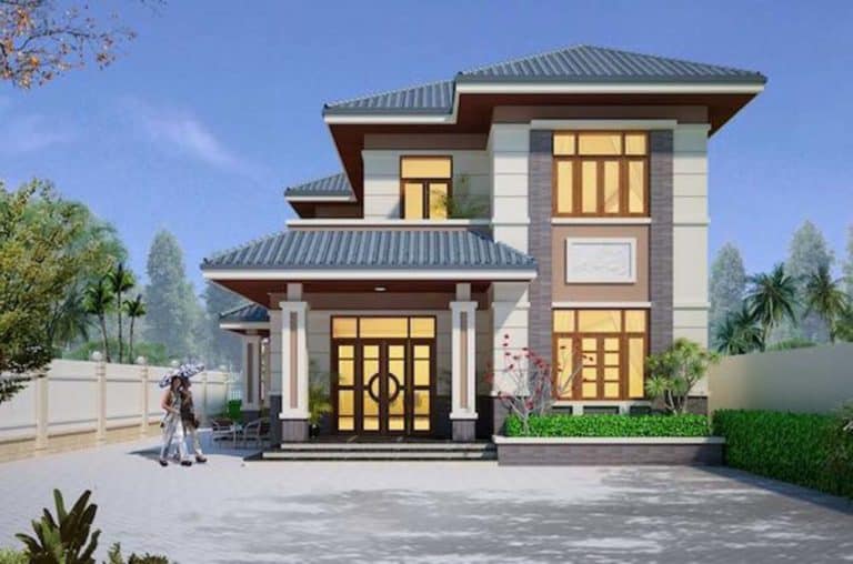 mẫu nhà 2 tầng mặt tiền 8m 19