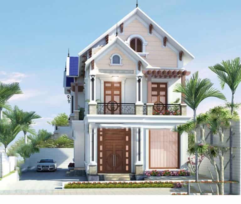 mẫu nhà 2 tầng mặt tiền 8m 20
