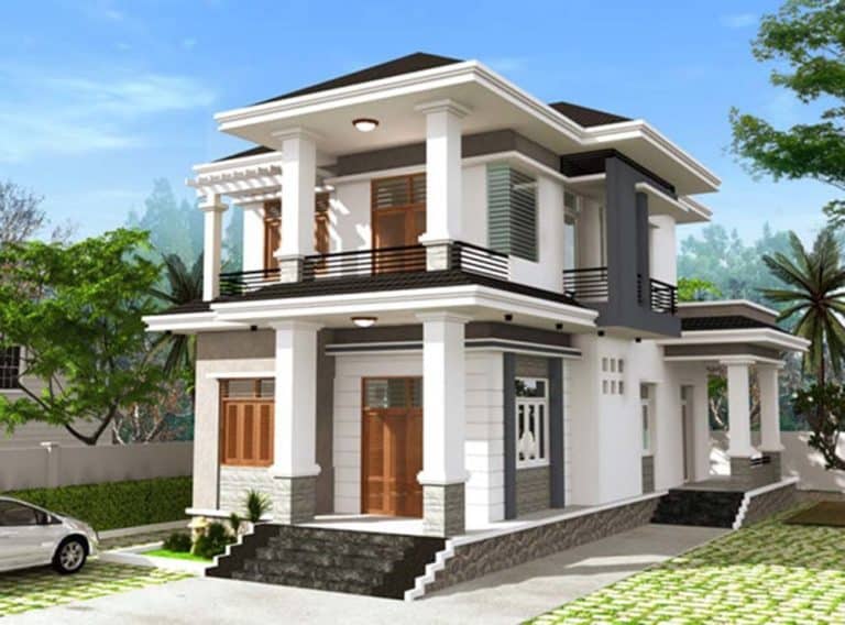 mẫu nhà 2 tầng mặt tiền 8m 21