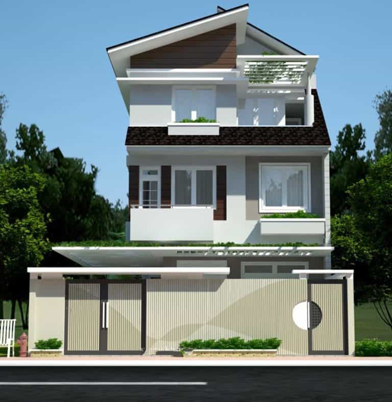 mẫu nhà 2 tầng mặt tiền 8m 23