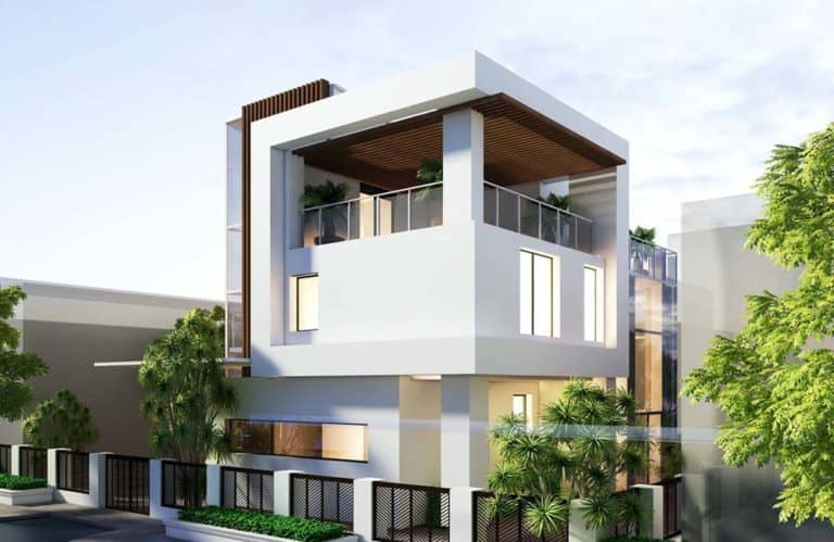 mẫu nhà 2 tầng mặt tiền 8m 6