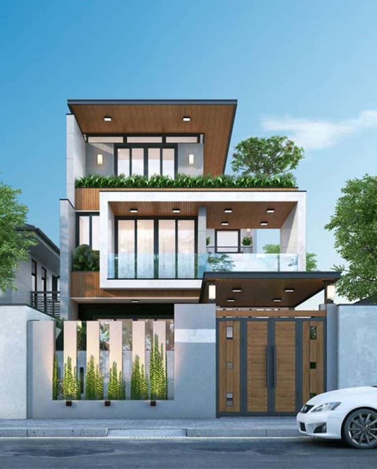 mẫu nhà 2 tầng mặt tiền 8m 7