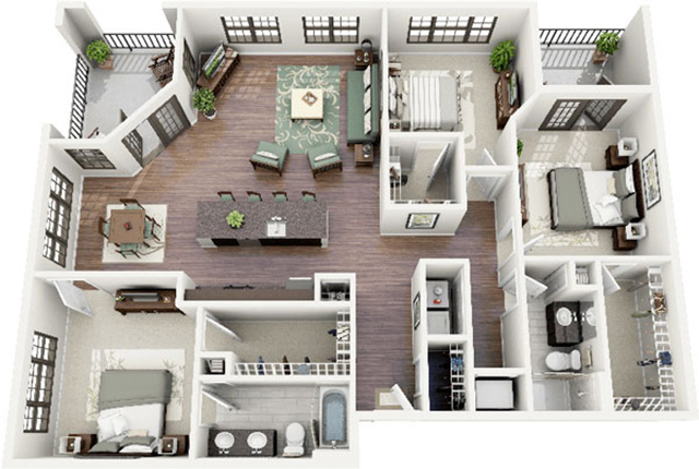 11 Mẫu thiết kế nội thất chung cư 3 phòng ngủ Đẹp Hiện Đại 2022